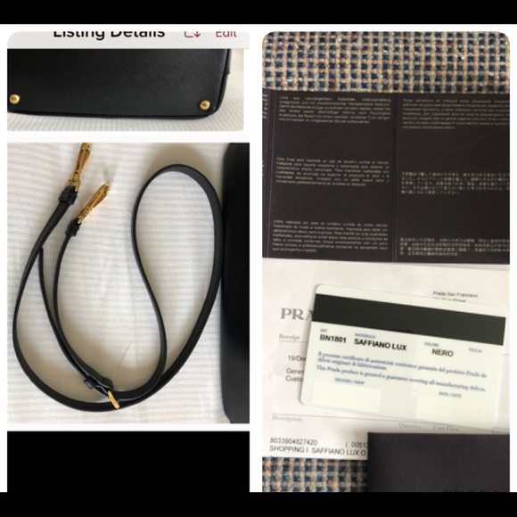 Prada Saffiano Lux Double Zip tote Nero BN1801 - Picture 7 of 8